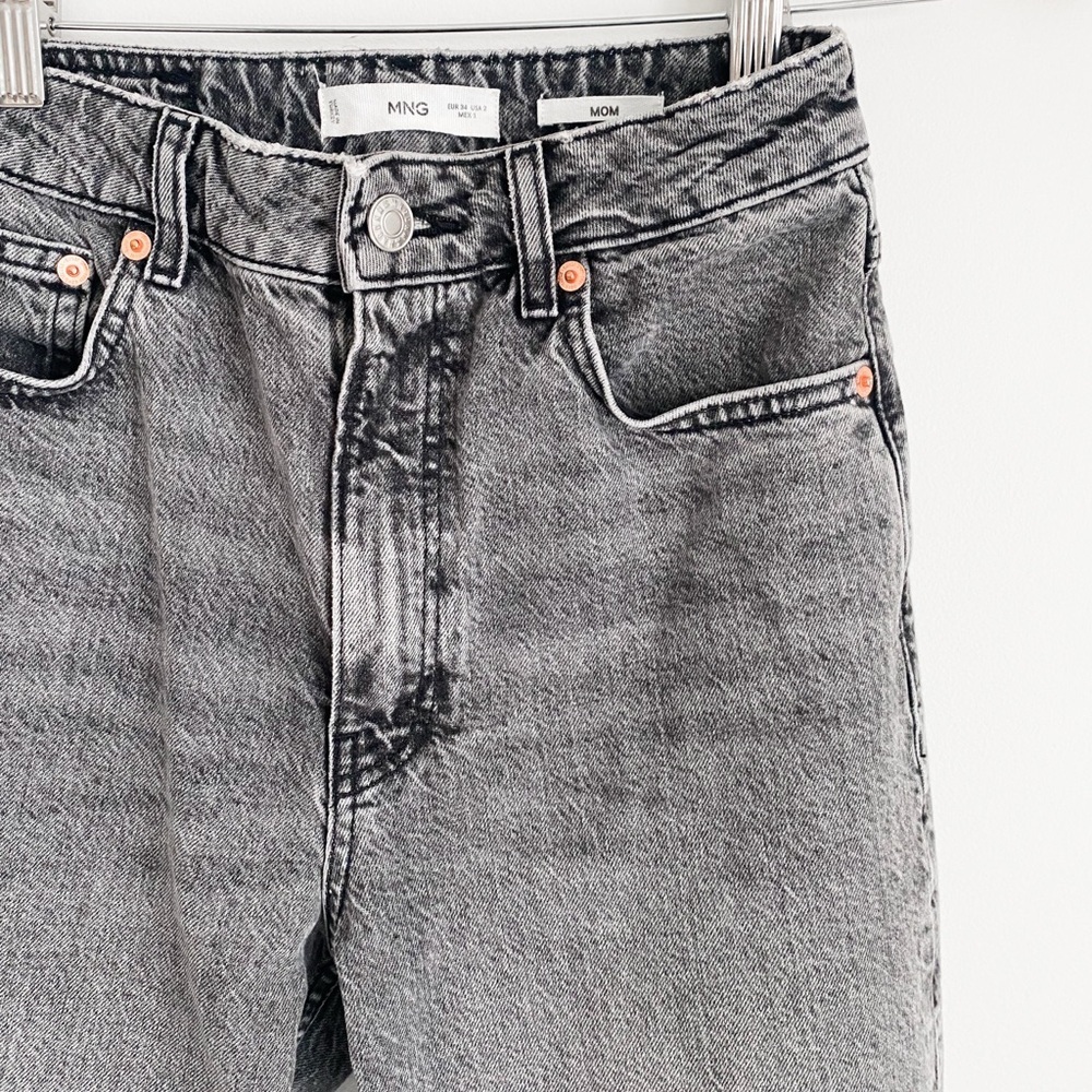 Mango High Rise Mom Jeans, Grey - Size 2